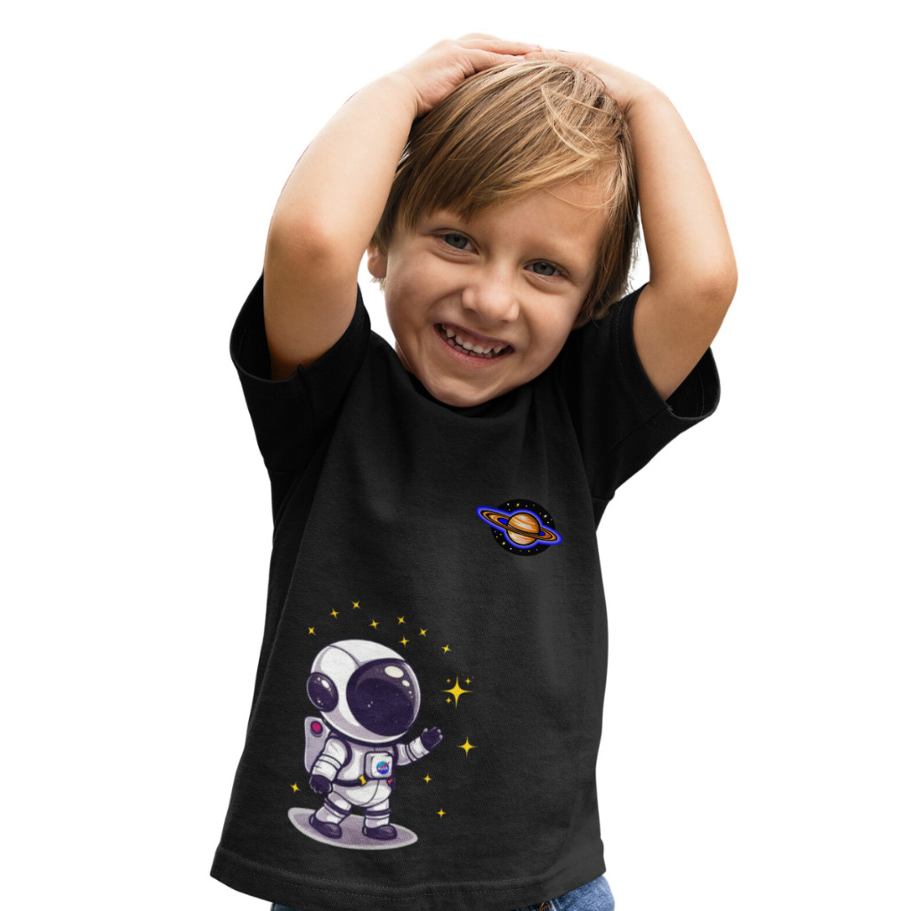Camiseta Blusa Infantil Masculina Criança Adolescente Bebe 2 ao 16 de Astronauta Planeta Nasa Espaço