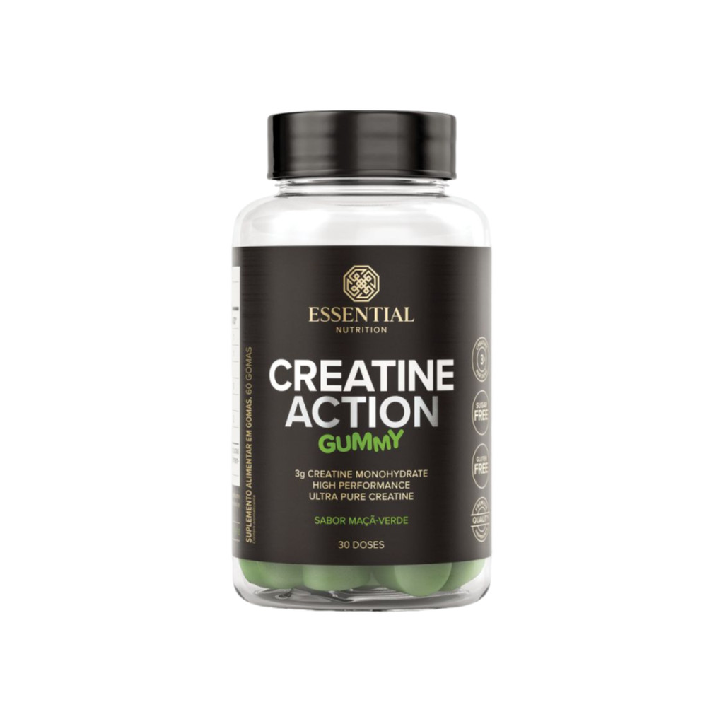Creatine Action Gummy Maçã Verde Essential Nutrition 60 Gomas em Oferta na Shopee