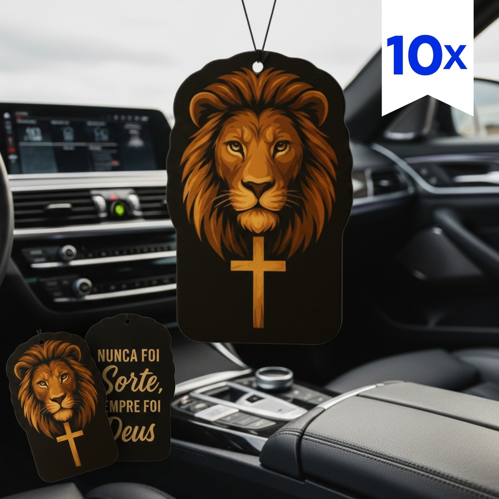 10x Perfume Carro Novo Cheirinho Leão Fé Jesus Aromatizante Brinde Lava Rapido