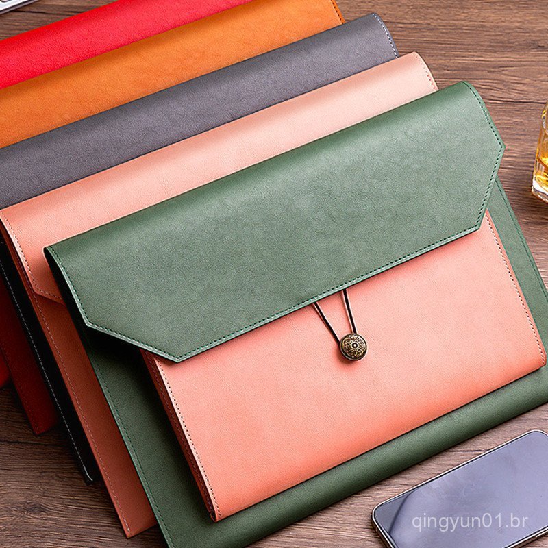 Bolsa de Documentos em Couro Patchwork A4 Grande Capacidade Armazenamento de Dados Estilo Empresarial Impermeável