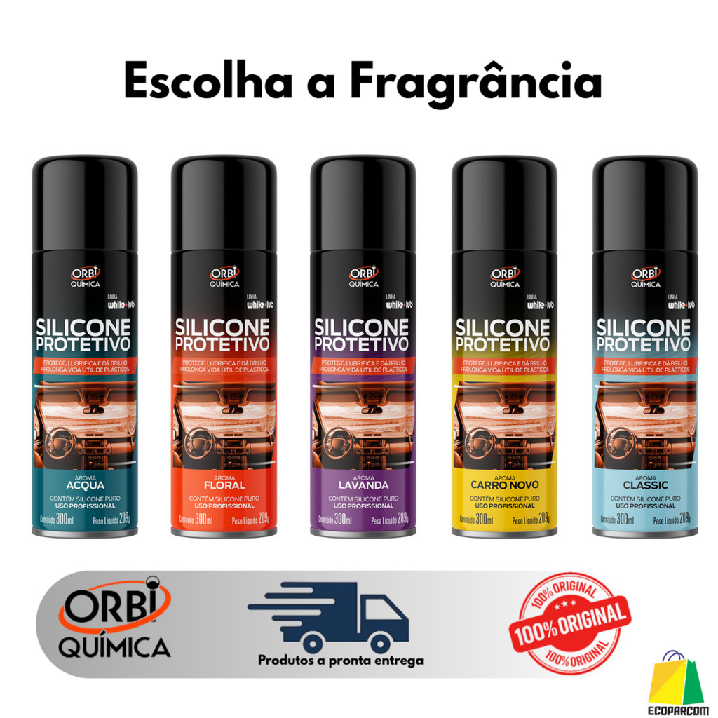 Silicone Protetivo Orbi Spray Painel Plástico Vinil Couro Brilho Proteção Acqua Lavanda