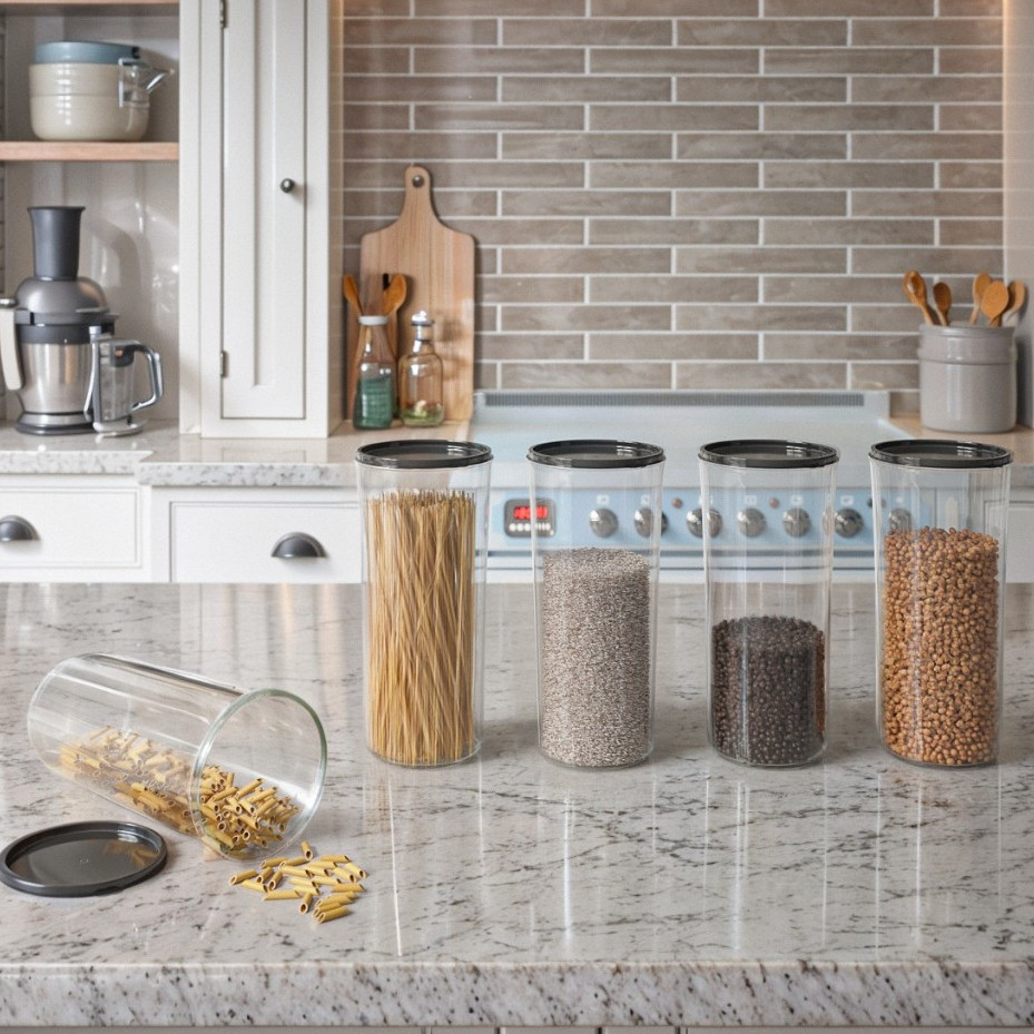 Porta Mantimentos Hermético Transparente Acrílico Conservação Alimentos Decorativo Cristal Cozinha