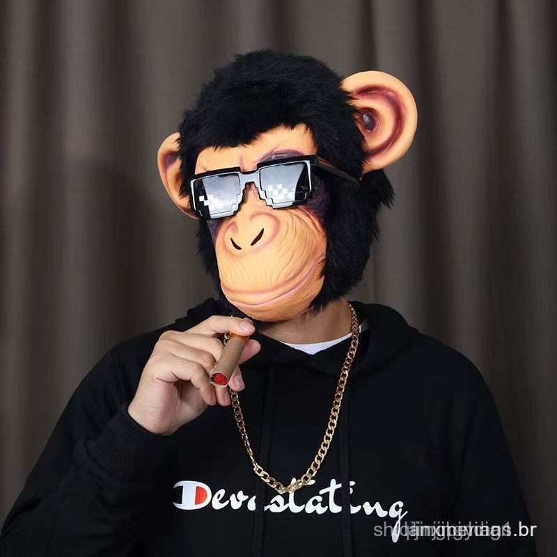 Máscara de Animal King Kong Gorila Orelhas Grandes Macaco Panda Cavalo Máscara Engraçada de Halloween Máscara de Baile E