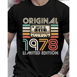 [Camiseta Premium em Algodão Puro]GXG Camiseta Masculina Curta Sleeve Vintage 1978 Original Cassete Design Cor Diversas