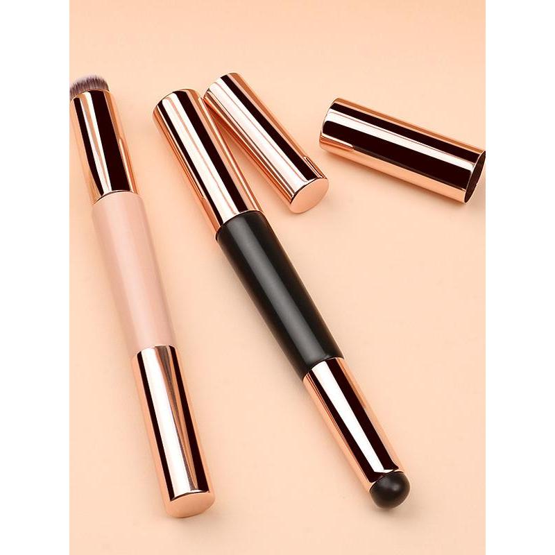 Pincel portátil dois em um para lábios, pincel para base de Silicone, batom, corretivo, Manicure, caneta Paip, cabeça de