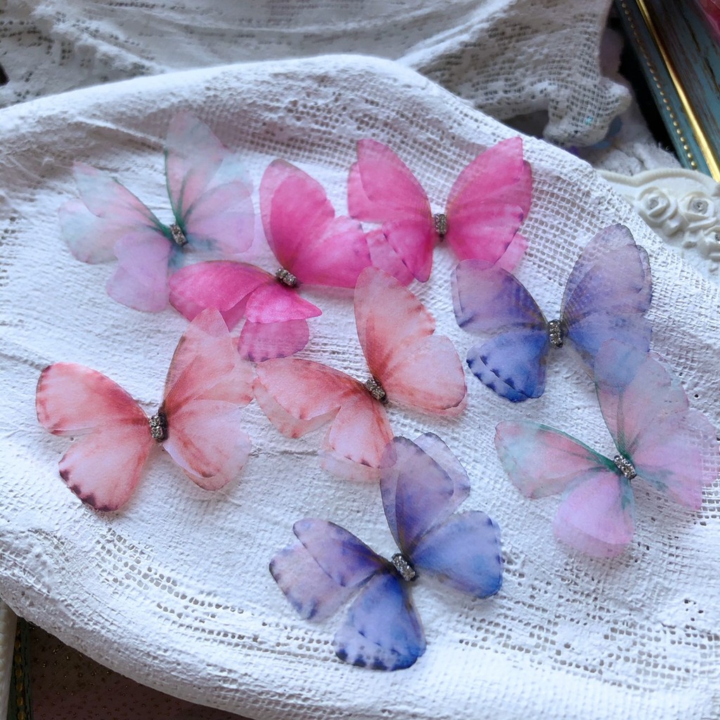 Borboleta fio borboleta dupla camada diamante acessórios de cabelo acessórios diy Material artesanal cabeça flor cocar a