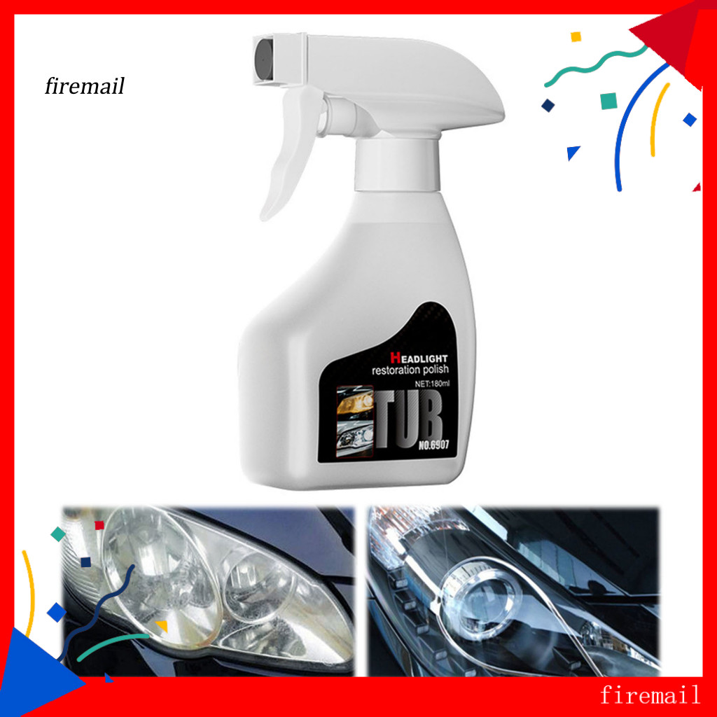Headlight Polishing Spray Automotive Repair Car Restoration Kit with 180ml Ceramic Coating – Restore Yellowed Foggy an