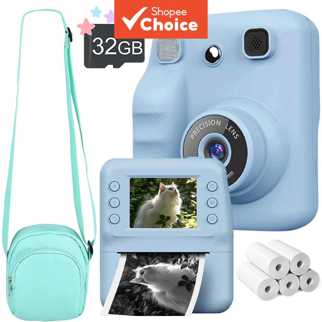 Câmera De Impressão Instantânea Para Flash De Videogame 16X Zoom 1080P Inclui Cartão De 32 Gb E Bolsa Infantil