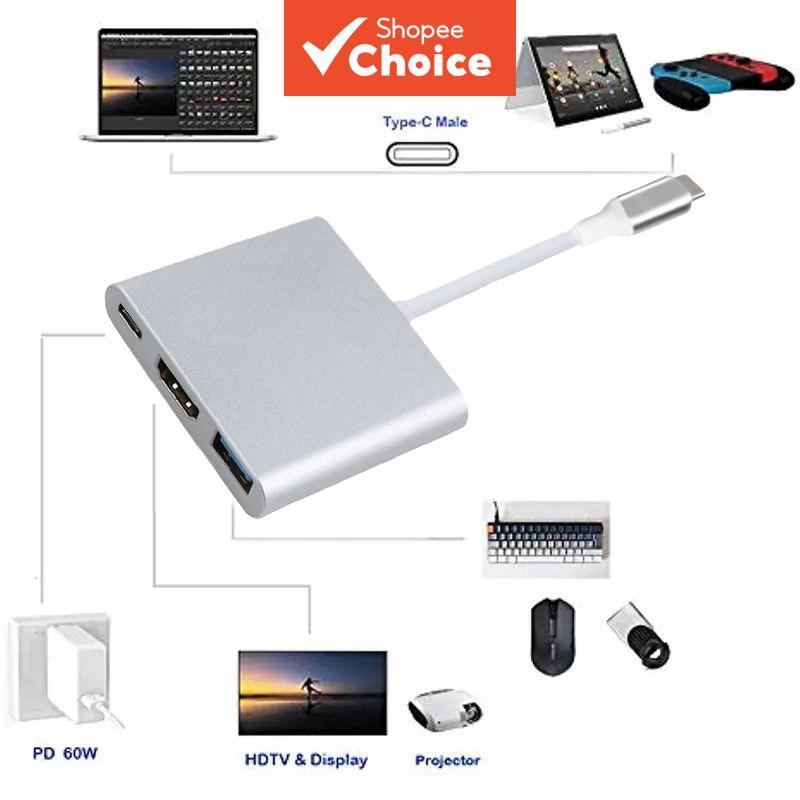 Hub USB C 3 Em 1 4K HDMI 100W PD Adaptador De Carregamento Rápido Para Laptop MacBook Pro Air iPad