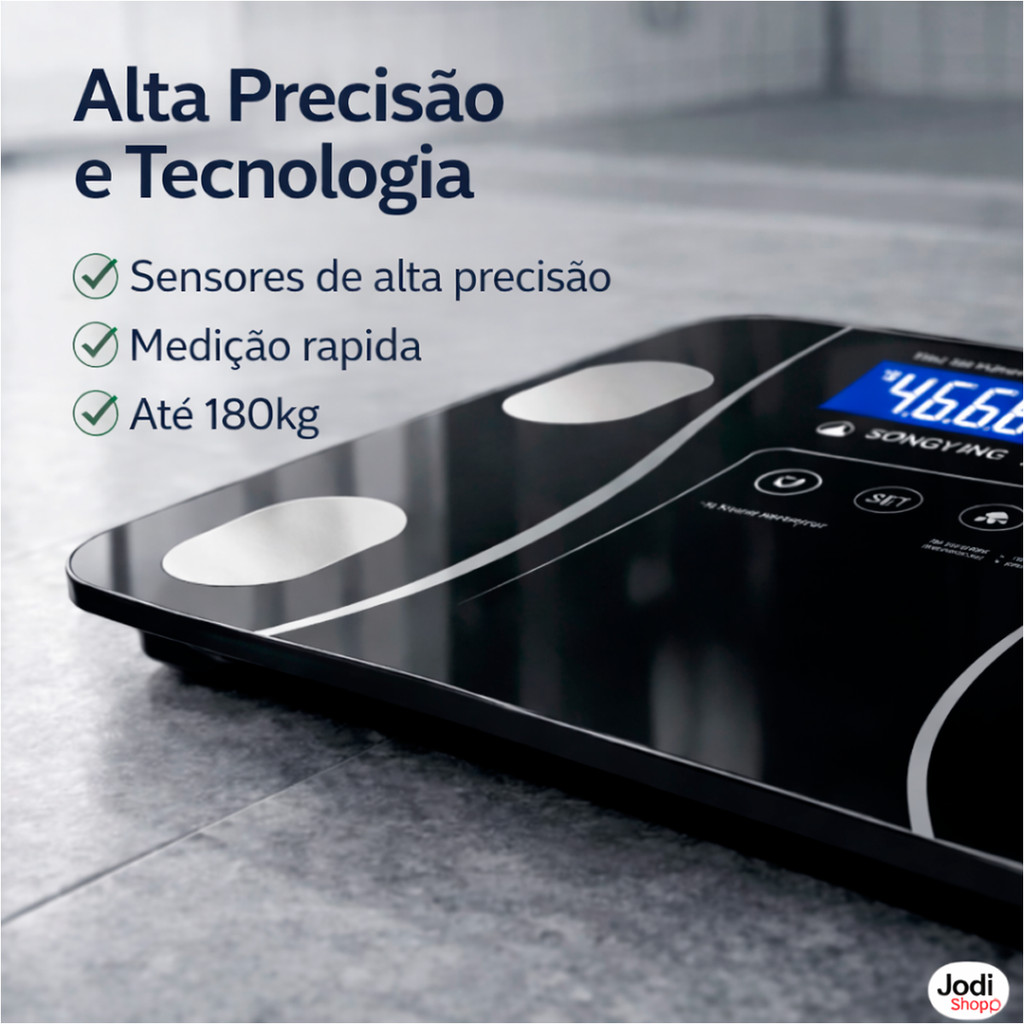 Balança Digital Inteligente com 12 Dados Corporais e Conexão com App