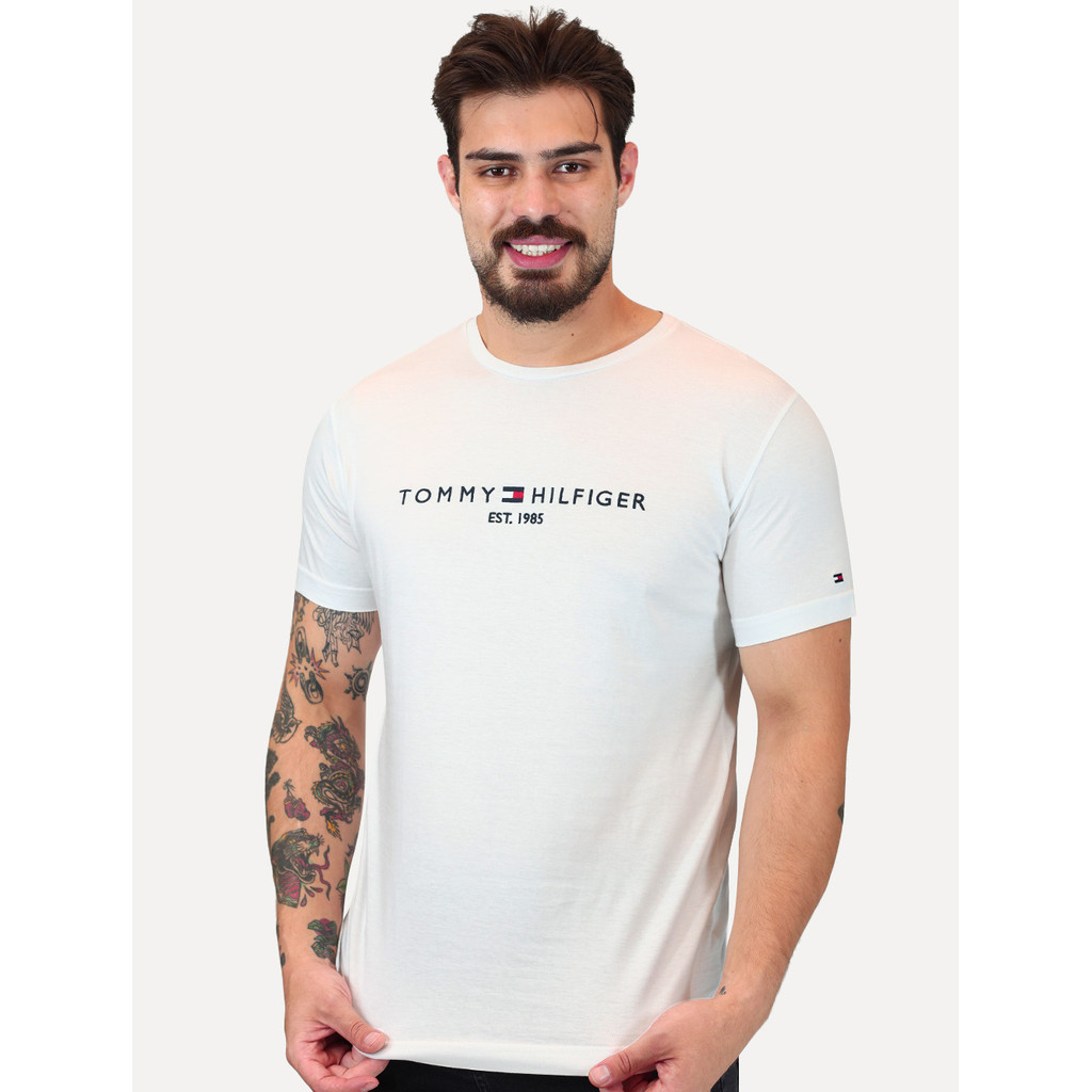 Imagem Camiseta Tommy Hilfiger Original Masculina Core Logo Tee Branca