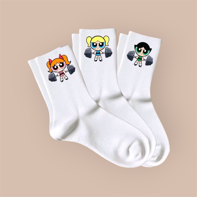 Kit 3  Pares Meias Femininas Meninas Poderosas Estampas Exercício Academia Esportivas