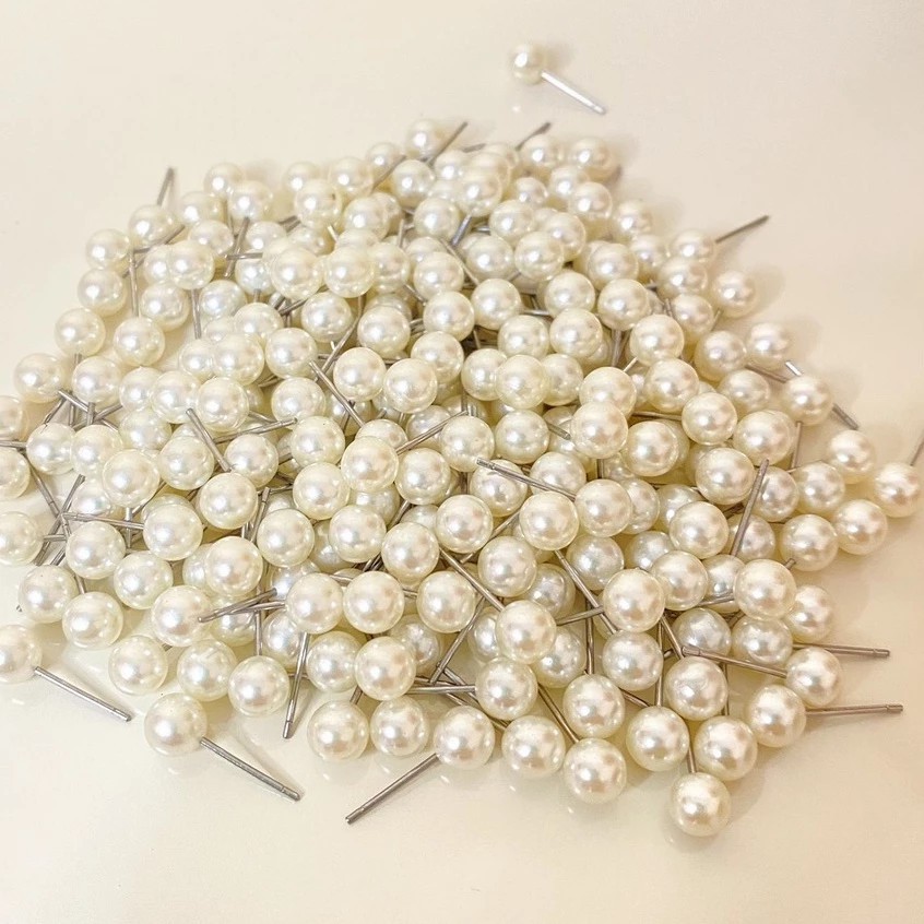 50/100 Pares de Brincos Pérola 5mm / 6mm / 8mm com Tarraxinhas em Oferta na Shopee