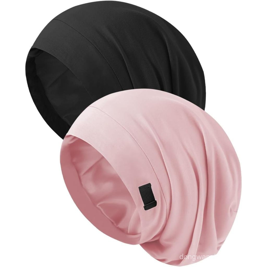 Touca de Seda para Dormir para Mulheres, Boné de Dormir Ajustável Forrado de Cetim Sedoso, Touca de Seda para Cabelo