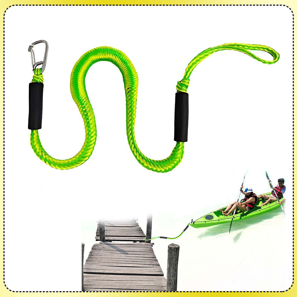 Verde Corda de amarração elástica de qualidade náutica com absorção de choques para barcos jet skis e barcos pontão