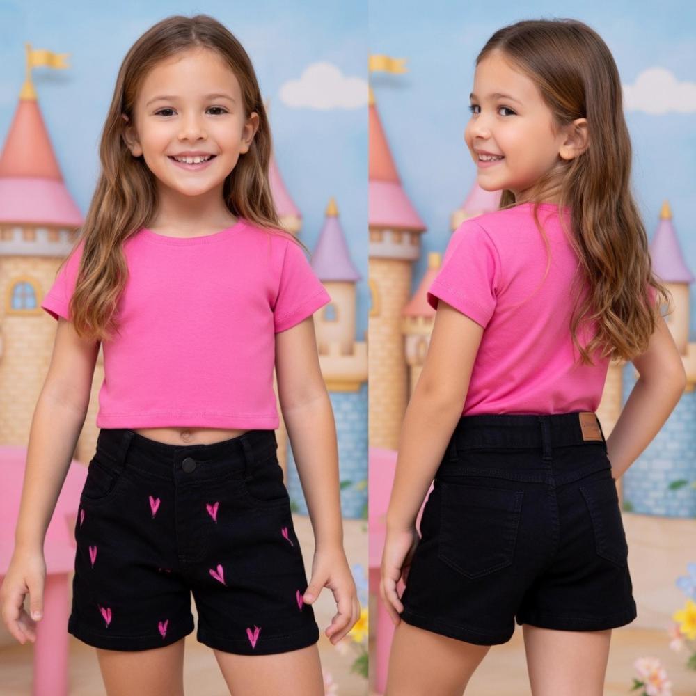 Short Menina Juvenil e Infantil Jeans Tamanho 02 ao 16 com Lycra Confortável Passeio Promoção Lindo — imagem 2 de 2