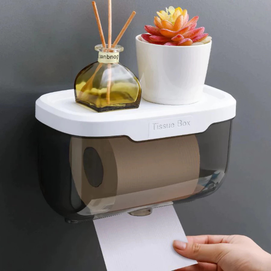 Suporte De Parede Banheiro Caixa Organizadora De Papel Higiênico Sem Furar Parede B-MAX 22CM Grande