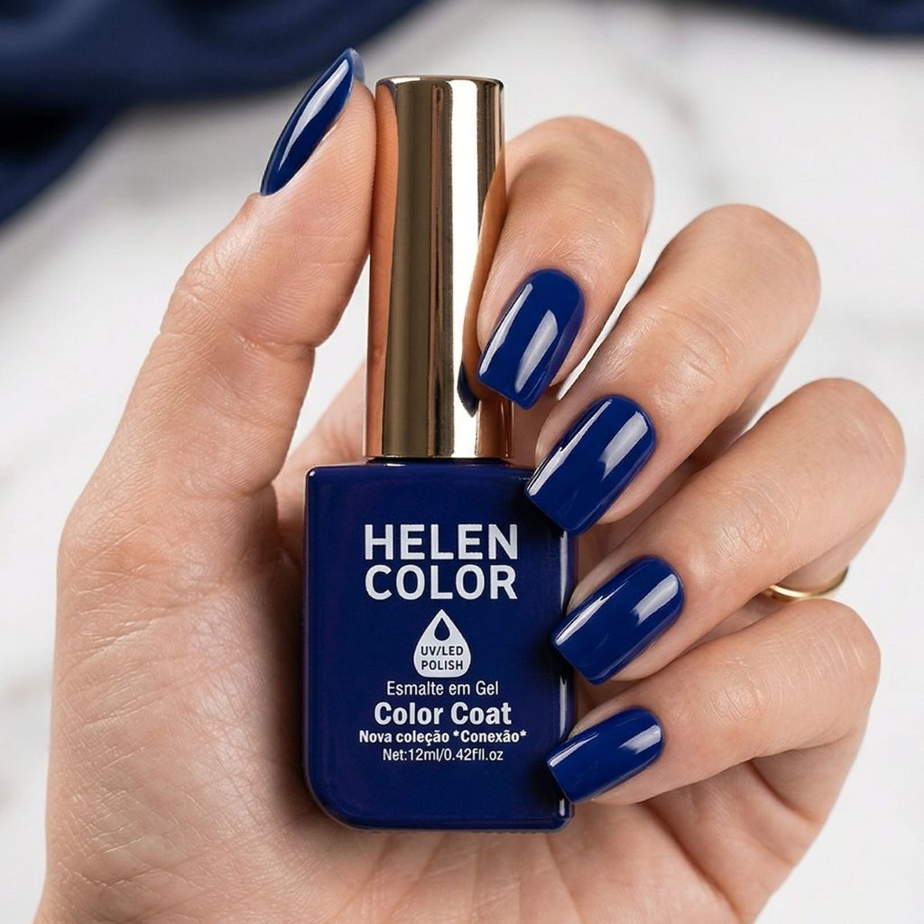 Esmalte em gel Azul Marinho Helen Color 12ml Conexão azul escuro jeans