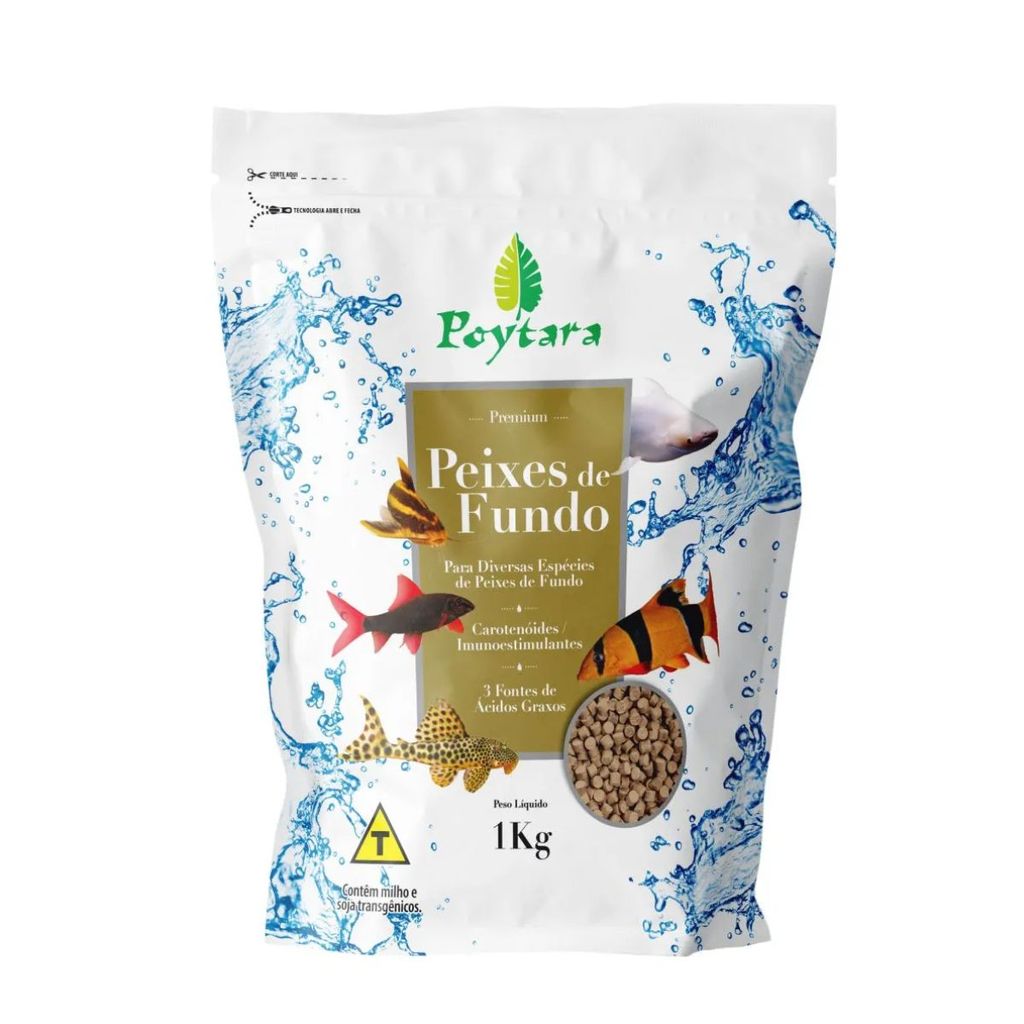 Ração Peixes De Fundo Poytara 1kg Cascudos/Coridoras/Botias
