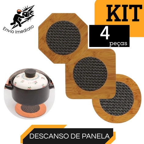 Kit 4 Descanso de Panela Bambu Redondo Porta Panela e Travessa para Mesa Cozinha Achadinhos da Shoppe Casa Baratinho