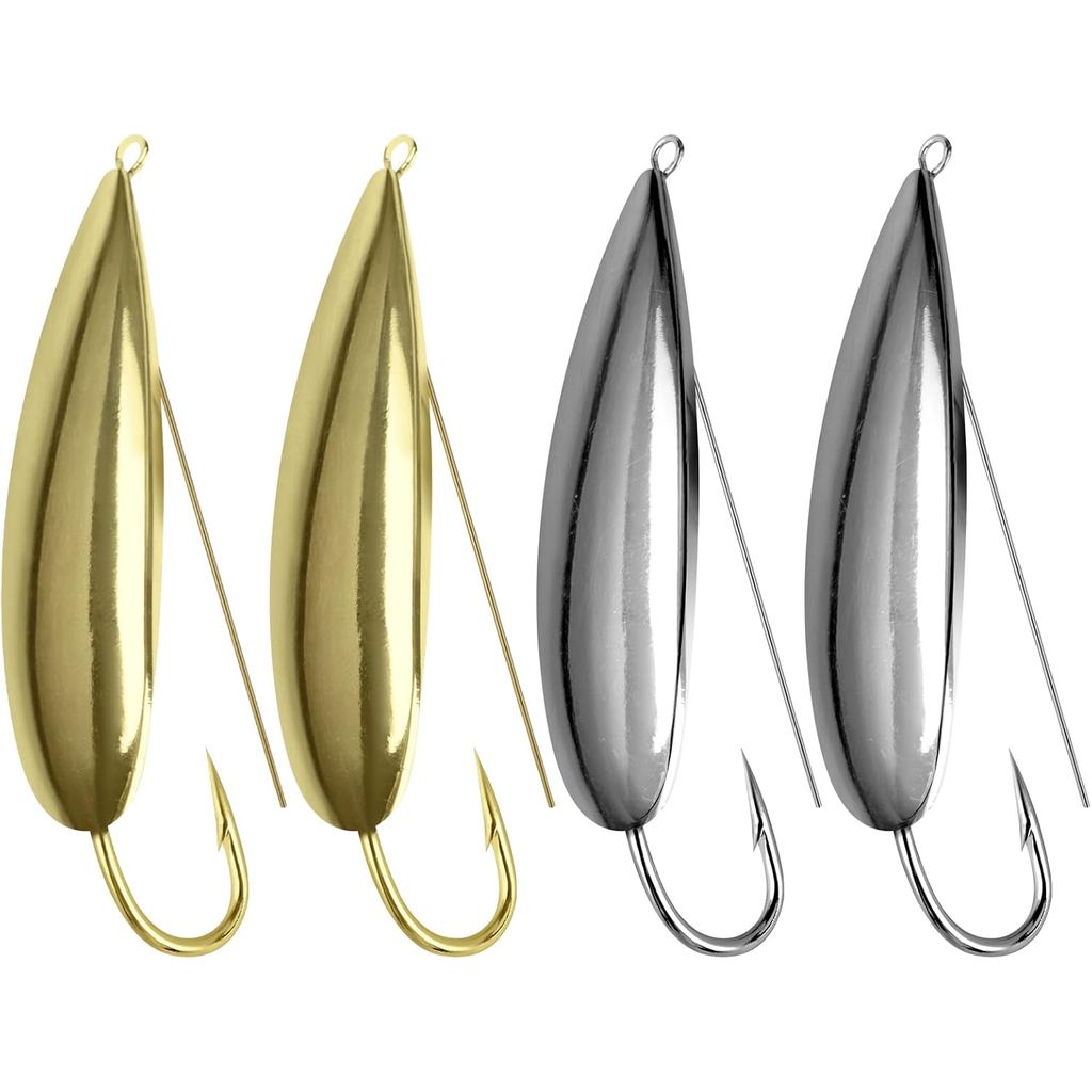 QualyQualy Iscas de Pesca Tipo Spoon Anti-Enrosco para Água Salgada, Isca Dura Tipo Minnow para Redfish, Bass, Tourt, No