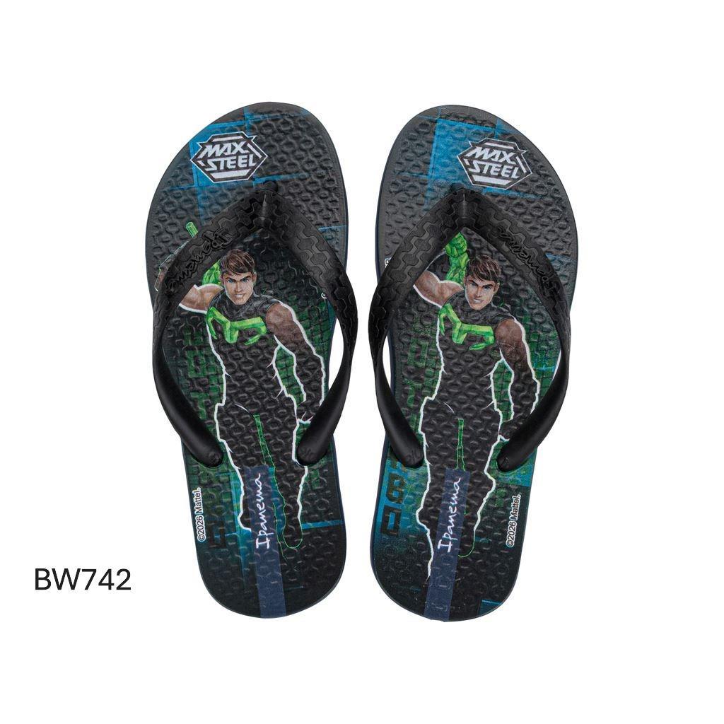 Chinelo Infantil Ipanema Max Steel Leve Confortavel Resistente 26048 preto BW742