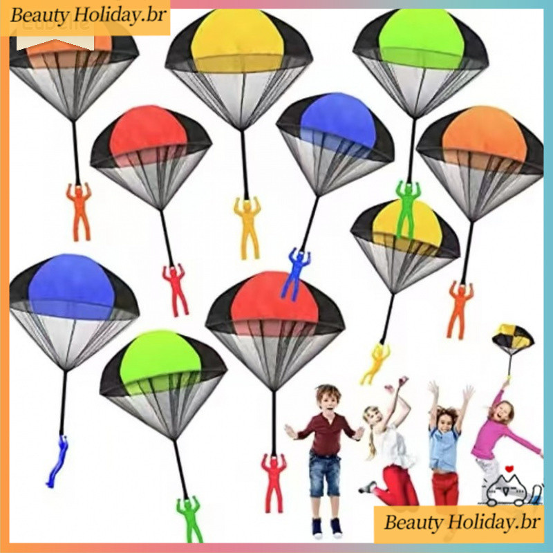 Mini Paraqueda Brinquedo Criança Boneco Paraquedista Para Brincar Ao Ar Livre Brinquedo Voam Esporte