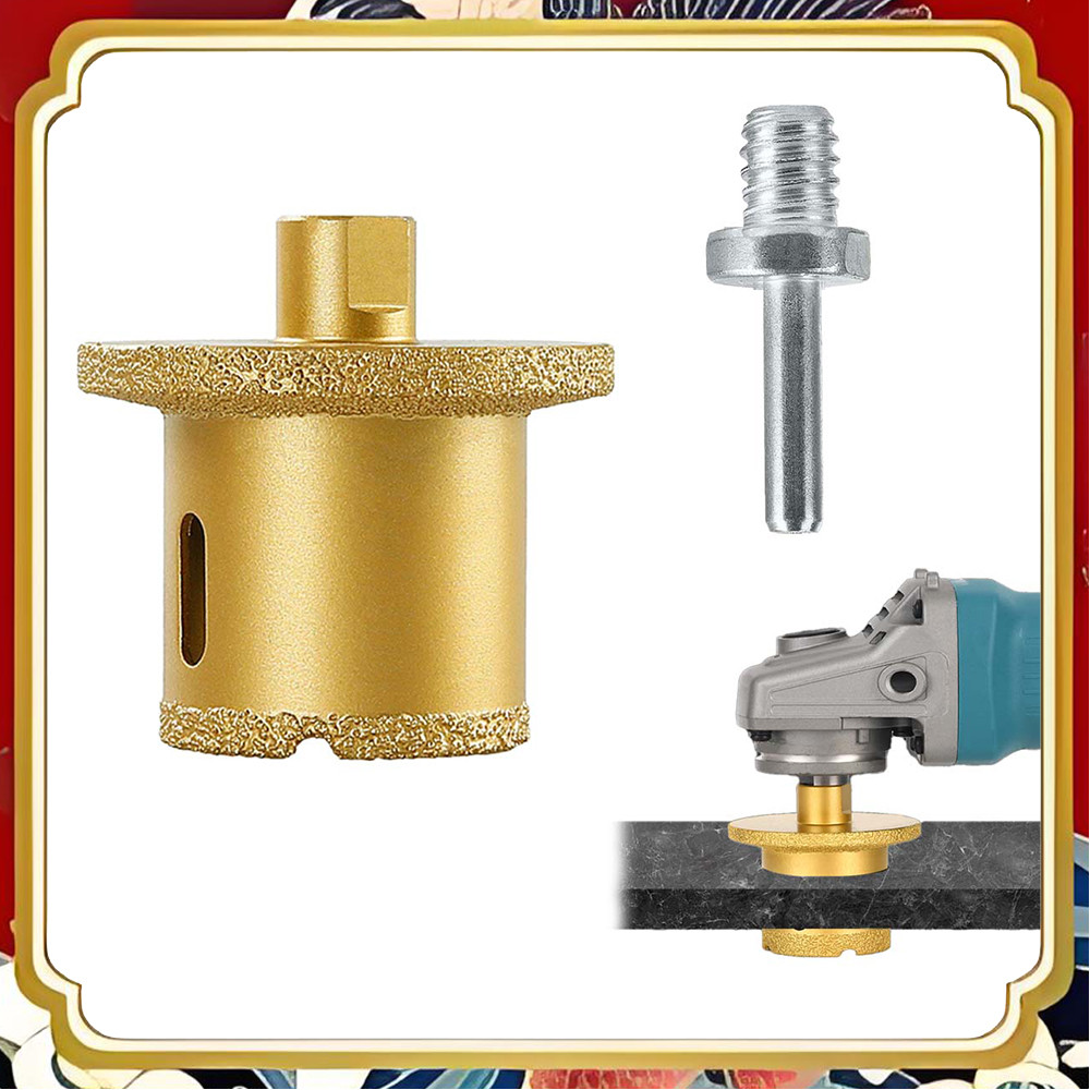 Abridor de furo de bacia dourado de 40 mm com haste de conexão M10 Rebarbadora Furadeira elétrica Broca perfurada de dup