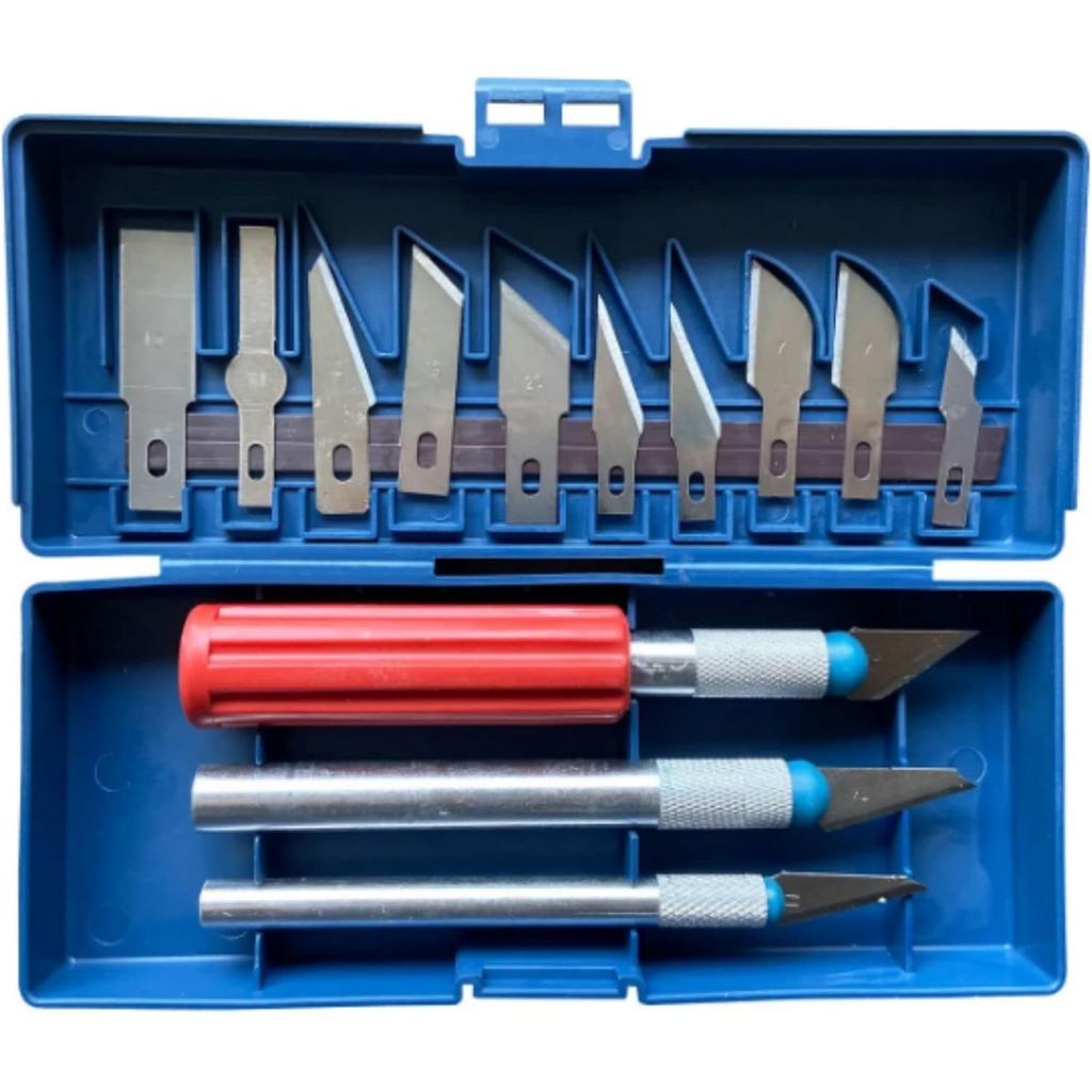Kit Estiletes De Precisão 3 Cabos + 13 Lâminas Artesanato Kit Estilete Precisão Patchwork Artesanato