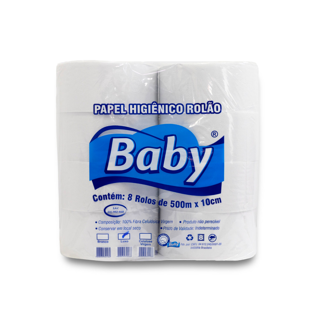 Papel Rolão Folha Simples Luxo 8x500m Baby