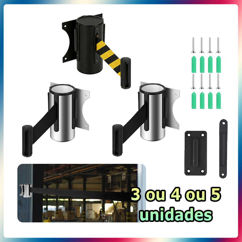 Kit 3/4/5 4.9m Barreira de parede divisória com fita retrátil barreira de segurança controle de multidões