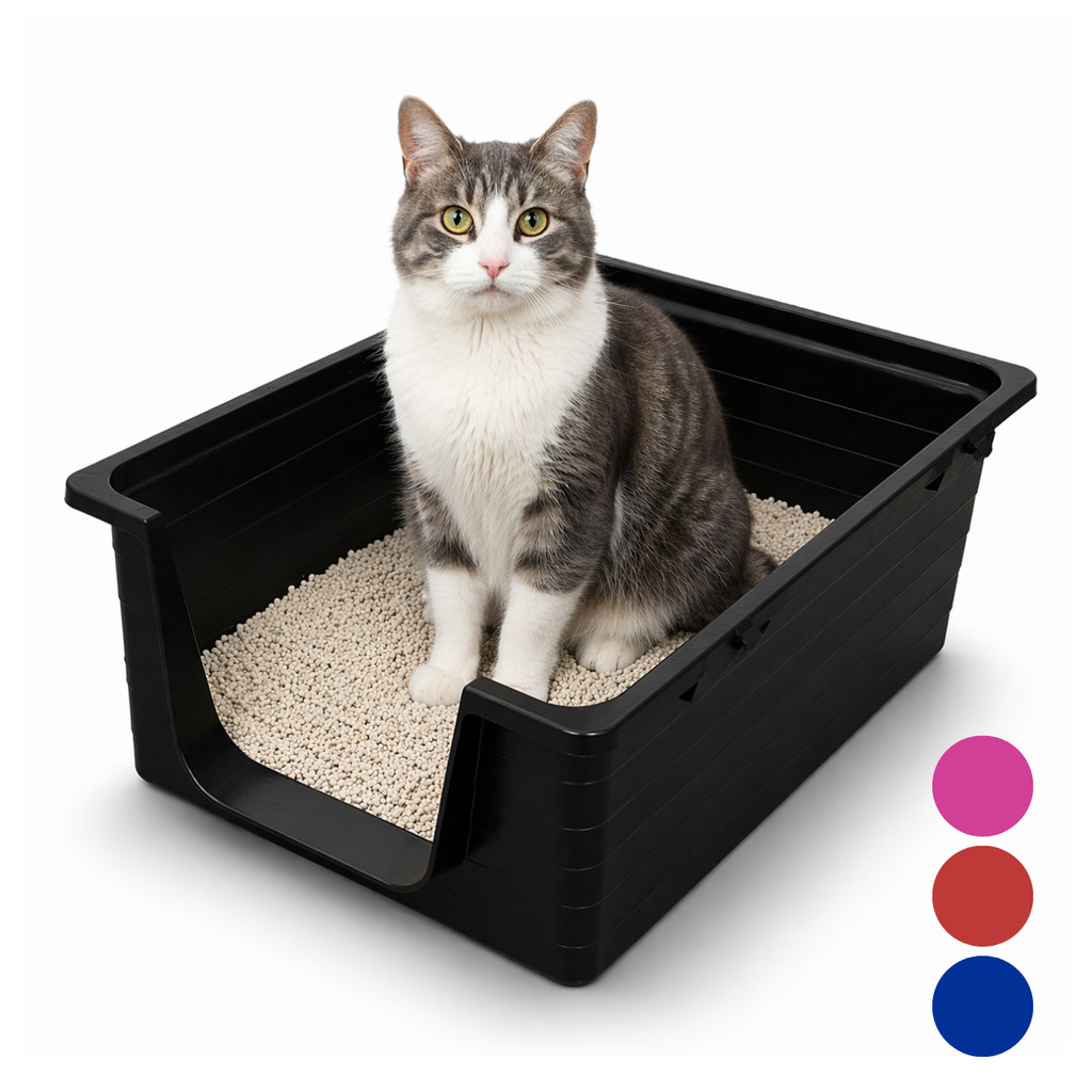 Caixa de Areia Grande Sanitário Para Gatos Pet Bordas Altas Anti Sujeira Bandeja Abertura Frontal