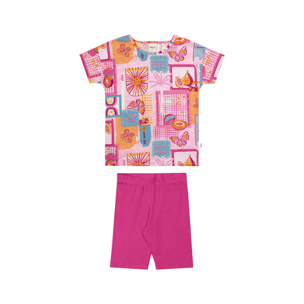 Conjunto Infantil Menina Ciclista Elian Rosa em Oferta na Shopee
