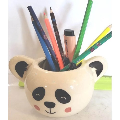 Porta Lápis Canetas Estilo Urso Bege Vaso Cachepot Jarro