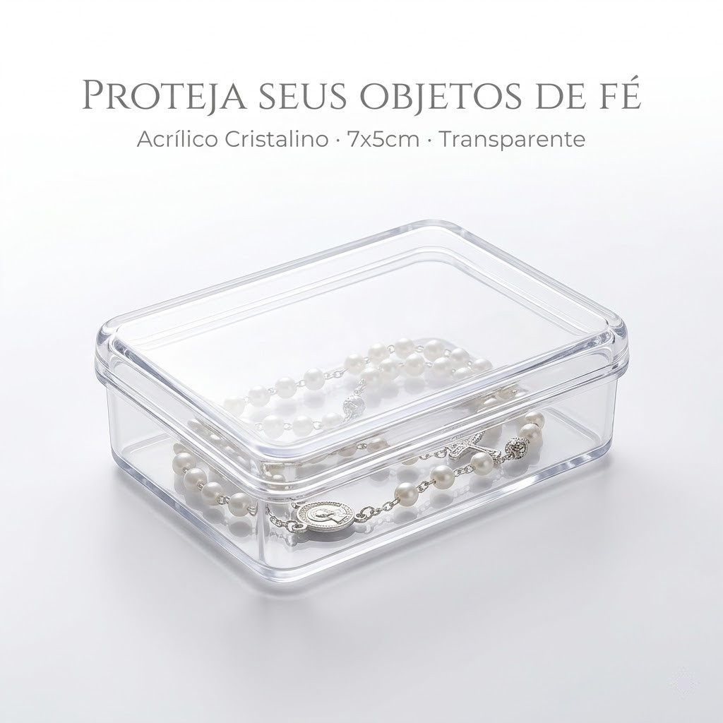 Caixinha Retangular Transparente Achatada Lembrancinha 7x1,5cm Terço Festa Artesanato Biscuit