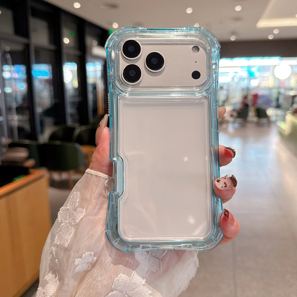 Capa para iPhone 16 Pro Max Slim Waist Air Cushion TPU à prova de choque 360 com alça de mão