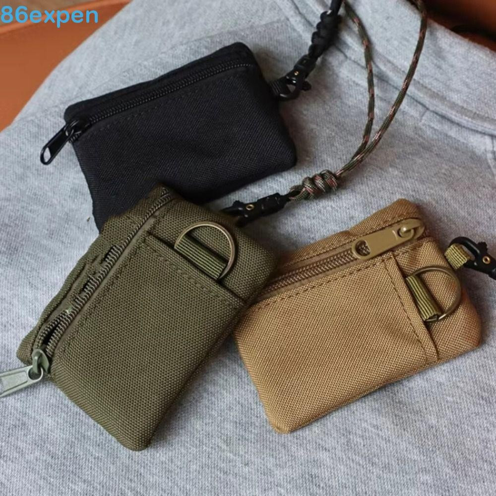 EXPEN1 Bolsa de moedas estilo gola Halter Mini carteira quadrada Material de tecido Oxford com zíper bolsa de moedas Cas