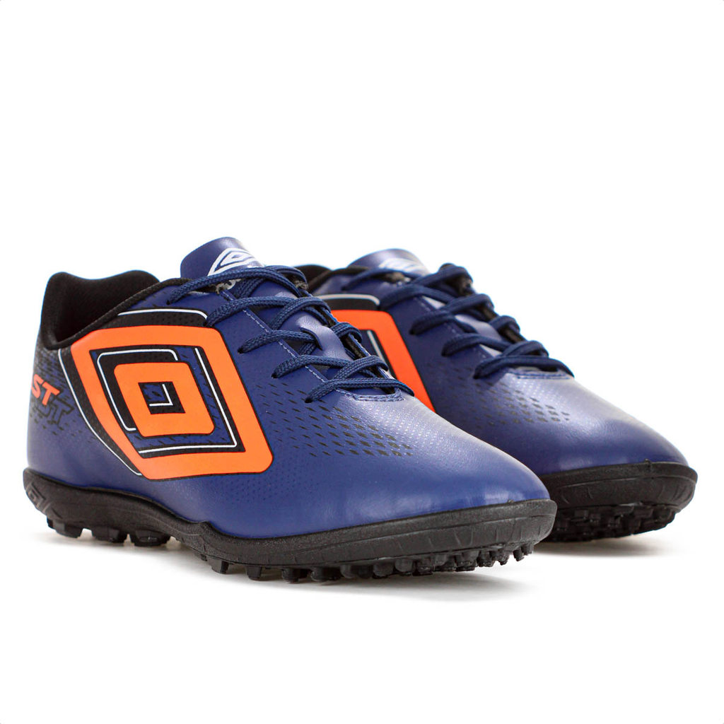Chuteira Umbro Society Fast II Azul Escuro Laranja e Preto - Masculino · foto 2