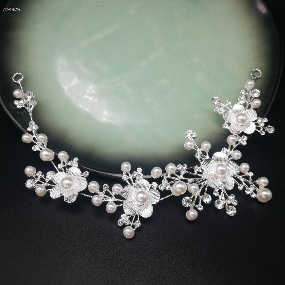 Faixa de Cabelo Borboleta Adams Bride, Acessório de Cabelo Elegante com Strass e Pérolas, Acessório de Cristal para Casa