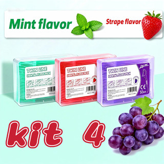 Kits 4 Fio Dental Palitos Picks 200 pcs Ultra Fino Arco Material Resistente Higiene Oral