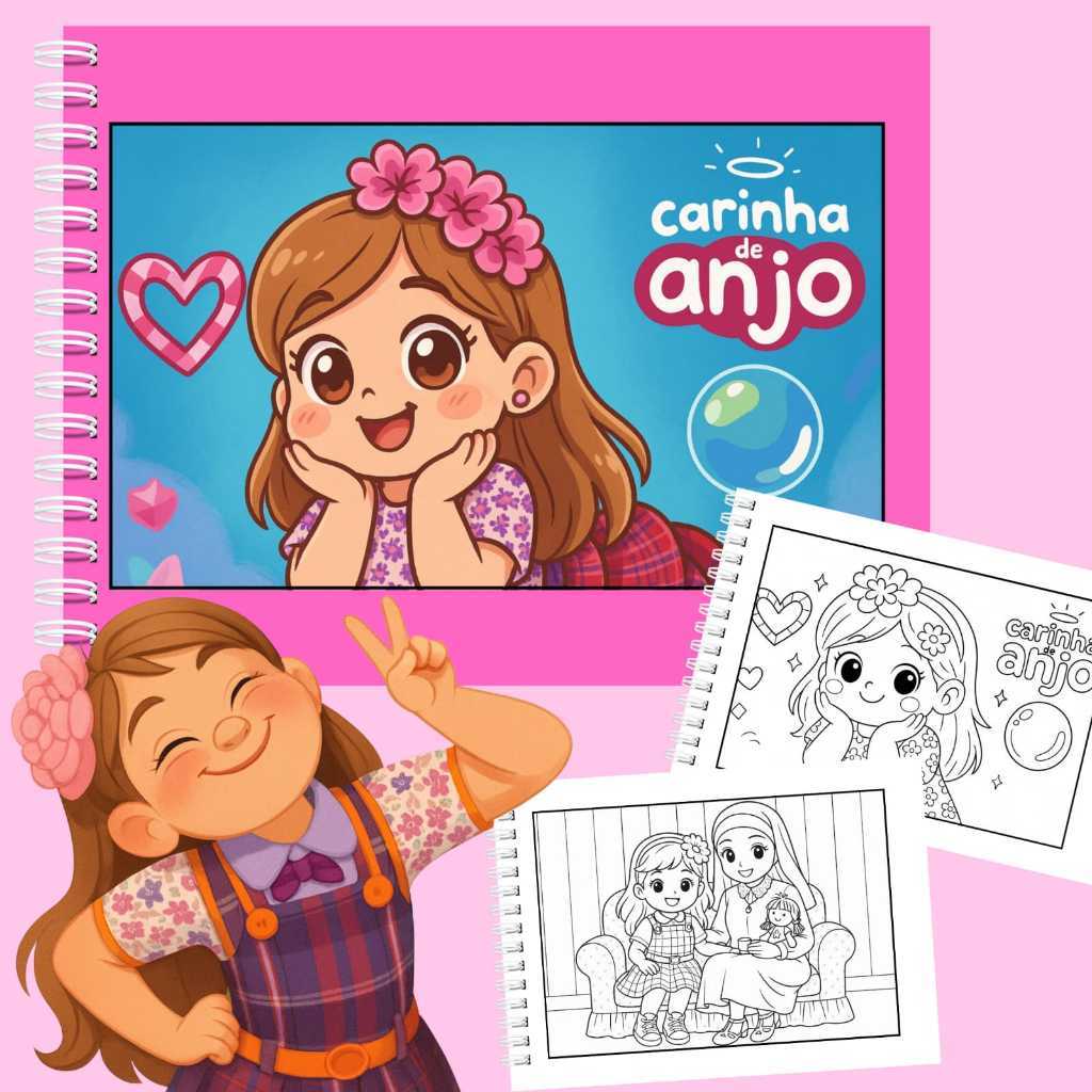 Livro de colorir CARINHA DE ANJO | Capa dura | folhas grossas 180g | 50 folhas