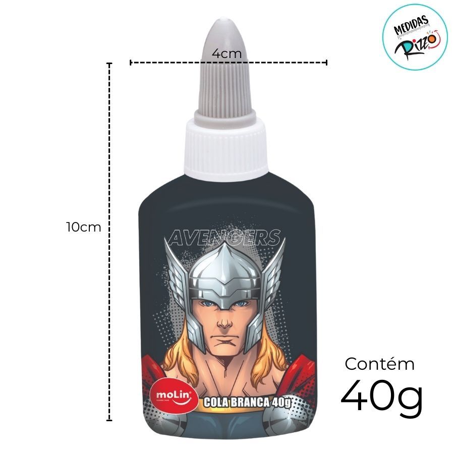 Cola Branca Thor - Vingadores - 40g - Disney Original - 1 unidade - Rizzo