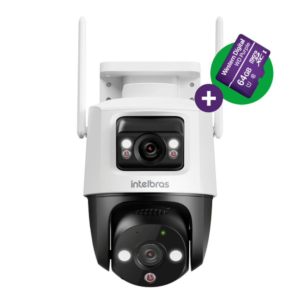 Câmera Externa iM9+ com Duas Lentes Visão Noturna e MicroSD 64GB Intelbras