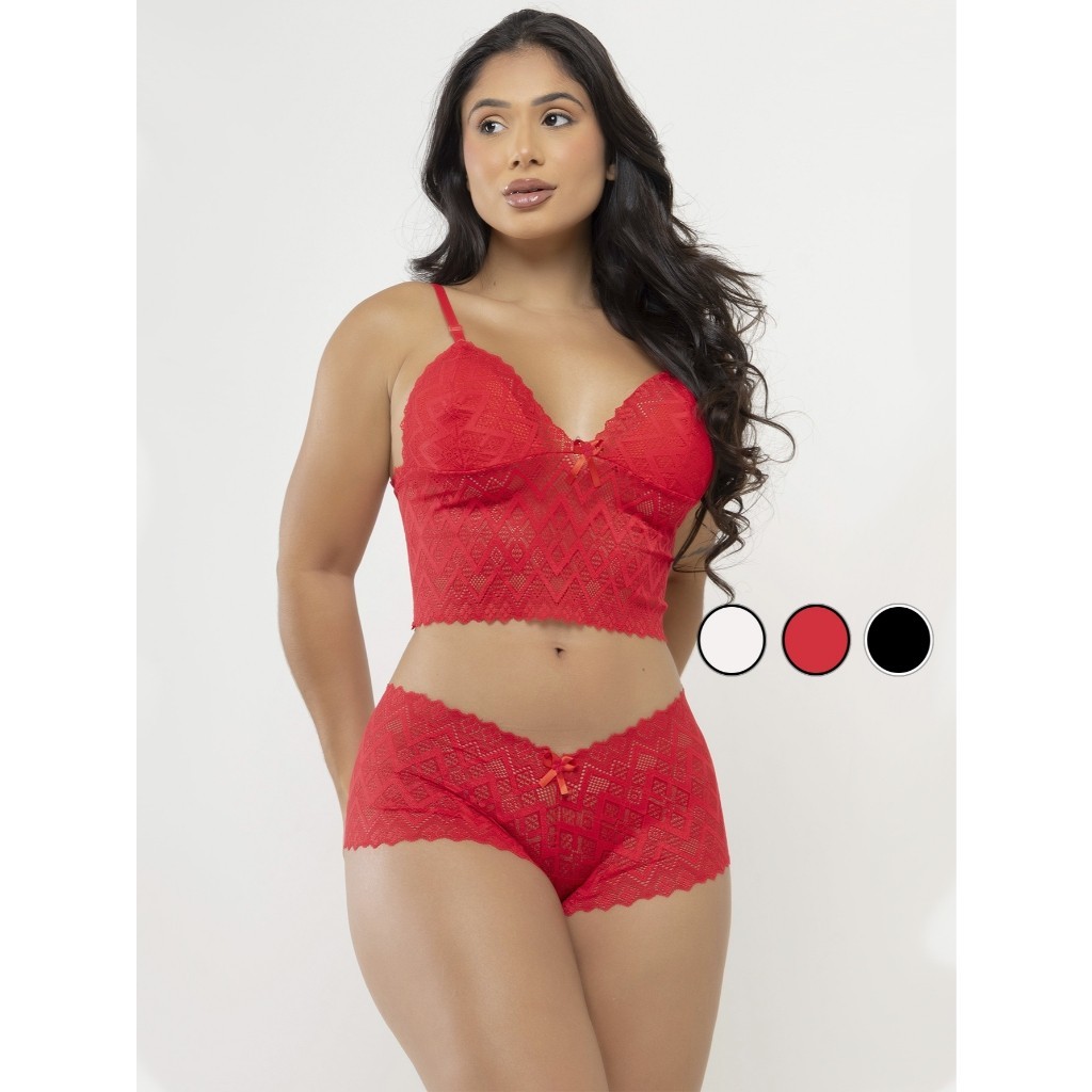 Conjuntos Lingerie Feminino de Renda Sexy Caleçon e Sutiã Sem Bojo Conjunto Espera Marido Z.Move