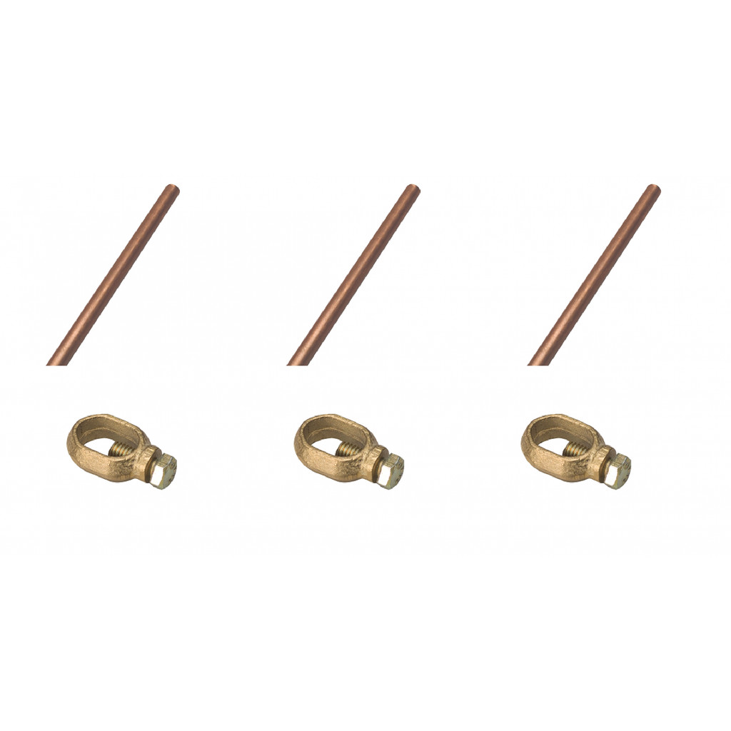 KIT 03 UND HASTE E CONECTOR ATERRAMENTO CERCA ELETRICA RURAL ZEBU PROPRIEDADE RURAL