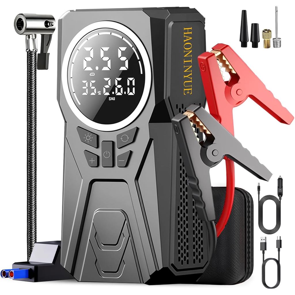 Carro jump starter Com Compressor De Ar , Fonte De Alimentação De Partida De Emergência De 3000A , Portátil De Inflador 