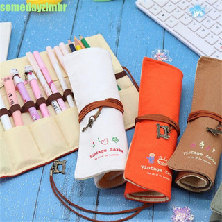 SOMEDAYZL0M Bolsa Para Caneta Enrolada , Lápis , Rolo De Estojo Com 12 Furos Em Pano Estilo Retrô