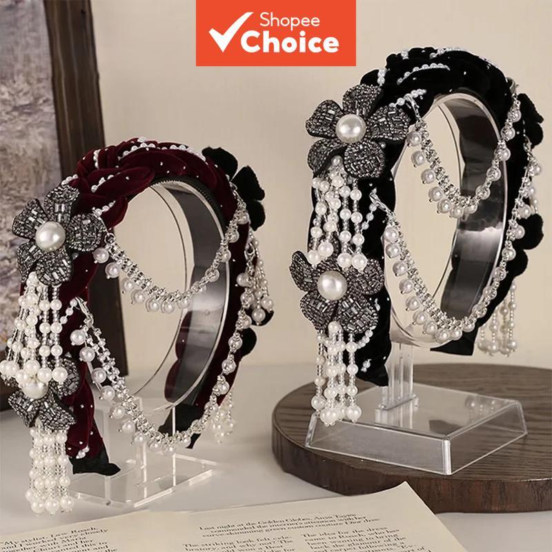 Faixa Larga Étnica Com Borla De Strass Outono Inverno Acessório De Cabelo Floral