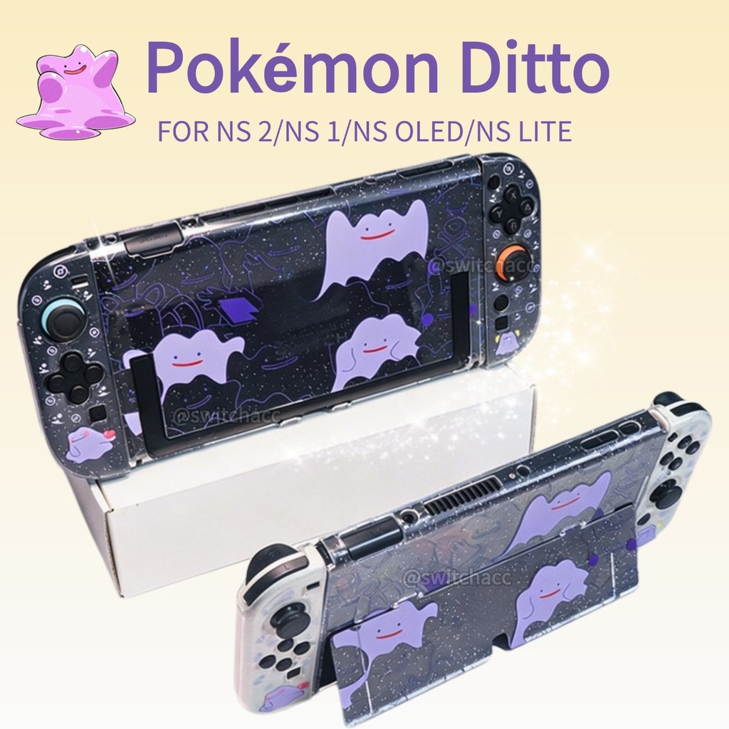 Ditto Pokémon Theme Switch Protetor Caso Encaixável Para Nintendo 2/1/OLED/Lite