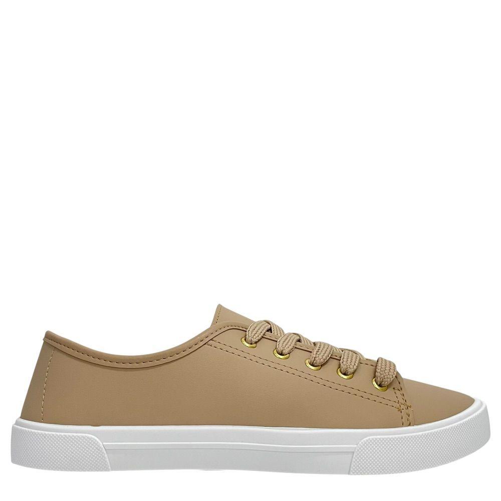 Tênis Casual Feminino Moleca com Detalhes Dourados Confortável
